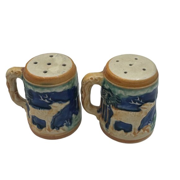 Vintage Reno Ceramic Salt & Pepper Shaker Mugs With Scenic Design - Picture 4 of 6